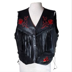 BIKER'S LEATHER STUFF Lady Rider Black Vest Plus Size 3XL